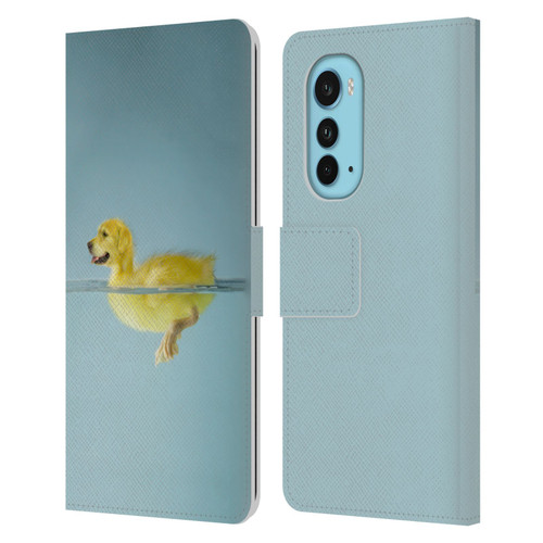 Pixelmated Animals Surreal Wildlife Dog Duck Leather Book Wallet Case Cover For Motorola Edge (2022)