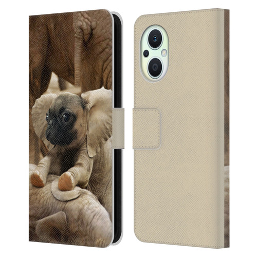 Pixelmated Animals Surreal Wildlife Pugephant Leather Book Wallet Case Cover For OPPO Reno8 Lite