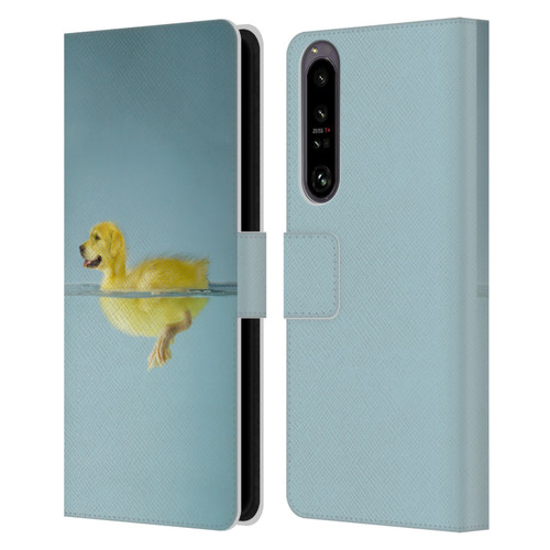 Pixelmated Animals Surreal Wildlife Dog Duck Leather Book Wallet Case Cover For Sony Xperia 1 IV