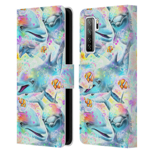 Sheena Pike Animals Rainbow Dolphins & Fish Leather Book Wallet Case Cover For Huawei Nova 7 SE/P40 Lite 5G
