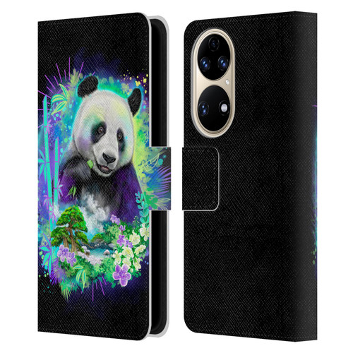 Sheena Pike Animals Rainbow Bamboo Panda Spirit Leather Book Wallet Case Cover For Huawei P50