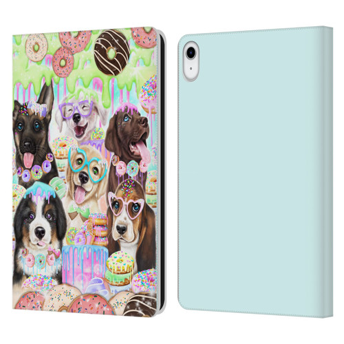 Sheena Pike Animals Puppy Dogs And Donuts Leather Book Wallet Case Cover For Apple iPad 10.9 (2022)