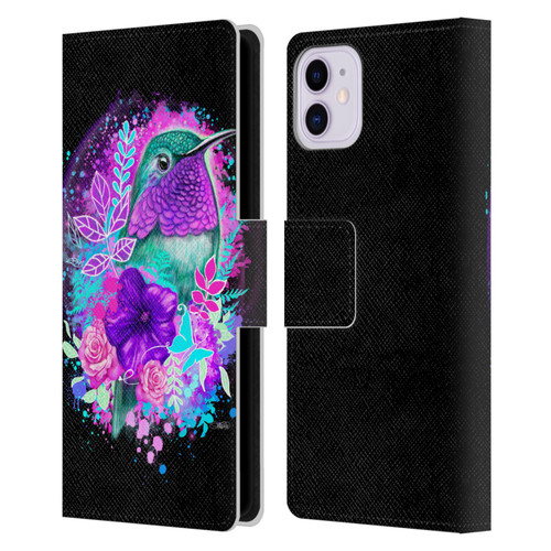 Sheena Pike Animals Purple Hummingbird Spirit Leather Book Wallet Case Cover For Apple iPhone 11