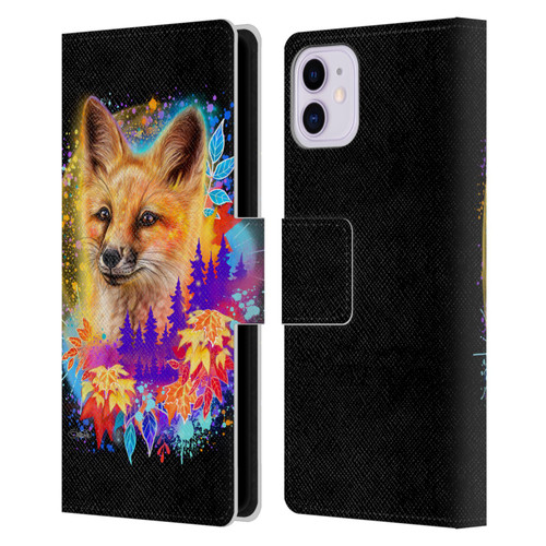 Sheena Pike Animals Red Fox Spirit & Autumn Leaves Leather Book Wallet Case Cover For Apple iPhone 11