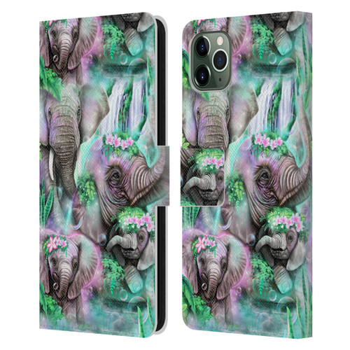 Sheena Pike Animals Daydream Elephants Lagoon Leather Book Wallet Case Cover For Apple iPhone 11 Pro Max
