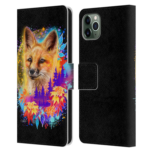 Sheena Pike Animals Red Fox Spirit & Autumn Leaves Leather Book Wallet Case Cover For Apple iPhone 11 Pro Max
