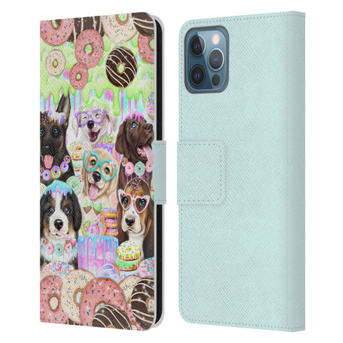 Sheena Pike Animals Puppy Dogs And Donuts Leather Book Wallet Case Cover For Apple iPhone 12 / iPhone 12 Pro