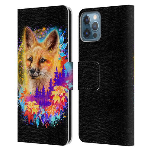 Sheena Pike Animals Red Fox Spirit & Autumn Leaves Leather Book Wallet Case Cover For Apple iPhone 12 / iPhone 12 Pro