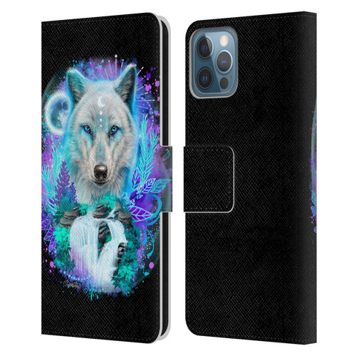 Sheena Pike Animals Winter Wolf Spirit & Waterfall Leather Book Wallet Case Cover For Apple iPhone 12 / iPhone 12 Pro