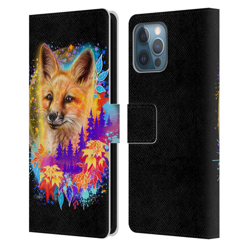 Sheena Pike Animals Red Fox Spirit & Autumn Leaves Leather Book Wallet Case Cover For Apple iPhone 12 Pro Max
