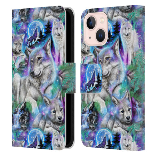 Sheena Pike Animals Daydream Galaxy Wolves Leather Book Wallet Case Cover For Apple iPhone 13 Mini