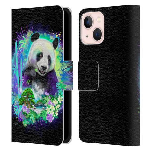 Sheena Pike Animals Rainbow Bamboo Panda Spirit Leather Book Wallet Case Cover For Apple iPhone 13 Mini