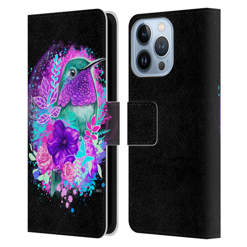 Sheena Pike Animals Purple Hummingbird Spirit Leather Book Wallet Case Cover For Apple iPhone 13 Pro