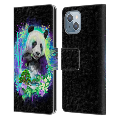 Sheena Pike Animals Rainbow Bamboo Panda Spirit Leather Book Wallet Case Cover For Apple iPhone 14