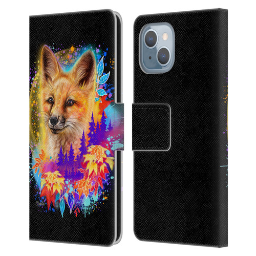Sheena Pike Animals Red Fox Spirit & Autumn Leaves Leather Book Wallet Case Cover For Apple iPhone 14