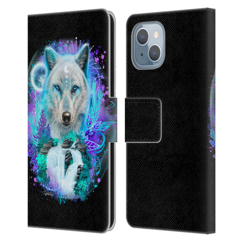 Sheena Pike Animals Winter Wolf Spirit & Waterfall Leather Book Wallet Case Cover For Apple iPhone 14