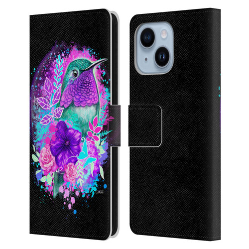 Sheena Pike Animals Purple Hummingbird Spirit Leather Book Wallet Case Cover For Apple iPhone 14 Plus