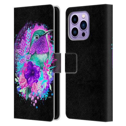 Sheena Pike Animals Purple Hummingbird Spirit Leather Book Wallet Case Cover For Apple iPhone 14 Pro Max
