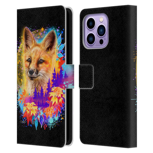 Sheena Pike Animals Red Fox Spirit & Autumn Leaves Leather Book Wallet Case Cover For Apple iPhone 14 Pro Max