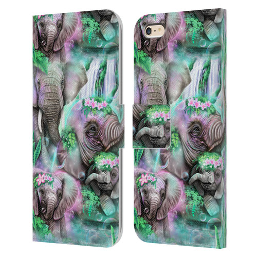 Sheena Pike Animals Daydream Elephants Lagoon Leather Book Wallet Case Cover For Apple iPhone 6 Plus / iPhone 6s Plus