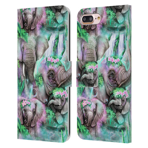 Sheena Pike Animals Daydream Elephants Lagoon Leather Book Wallet Case Cover For Apple iPhone 7 Plus / iPhone 8 Plus