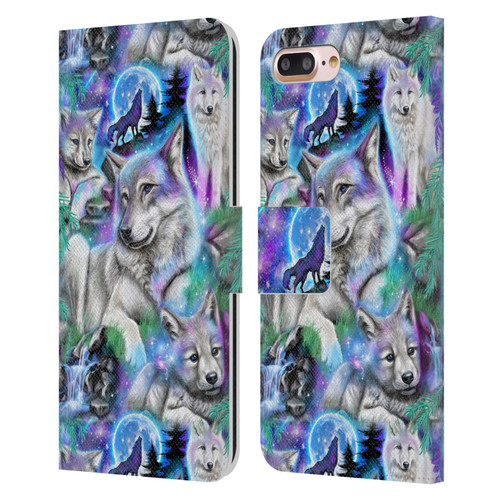 Sheena Pike Animals Daydream Galaxy Wolves Leather Book Wallet Case Cover For Apple iPhone 7 Plus / iPhone 8 Plus