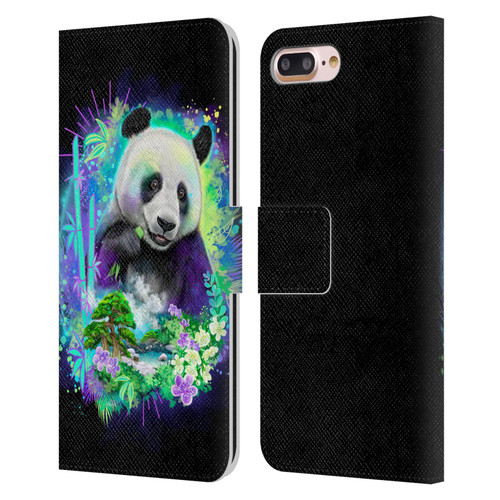 Sheena Pike Animals Rainbow Bamboo Panda Spirit Leather Book Wallet Case Cover For Apple iPhone 7 Plus / iPhone 8 Plus