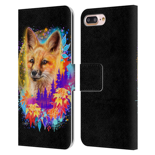 Sheena Pike Animals Red Fox Spirit & Autumn Leaves Leather Book Wallet Case Cover For Apple iPhone 7 Plus / iPhone 8 Plus