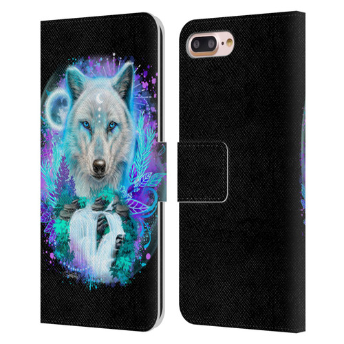 Sheena Pike Animals Winter Wolf Spirit & Waterfall Leather Book Wallet Case Cover For Apple iPhone 7 Plus / iPhone 8 Plus