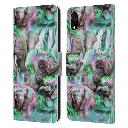 Sheena Pike Animals Daydream Elephants Lagoon Leather Book Wallet Case Cover For Apple iPhone XR