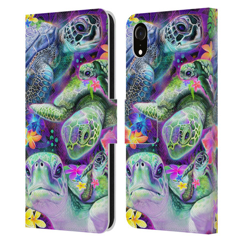 Sheena Pike Animals Daydream Sea Turtles & Flowers Leather Book Wallet Case Cover For Apple iPhone XR