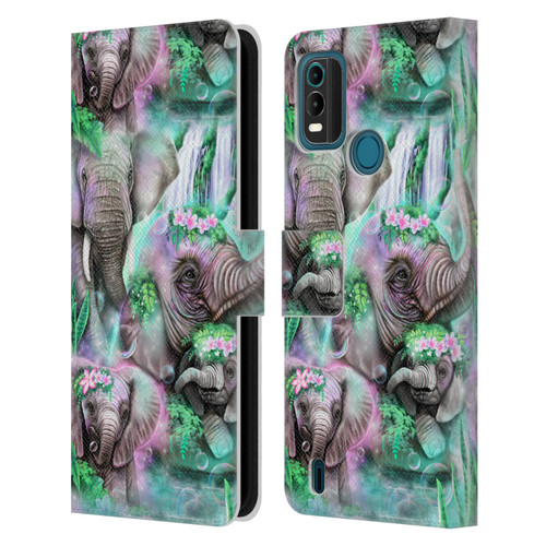 Sheena Pike Animals Daydream Elephants Lagoon Leather Book Wallet Case Cover For Nokia G11 Plus