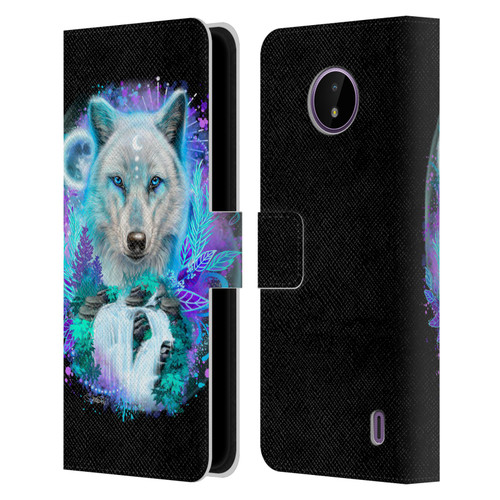 Sheena Pike Animals Winter Wolf Spirit & Waterfall Leather Book Wallet Case Cover For Nokia C10 / C20