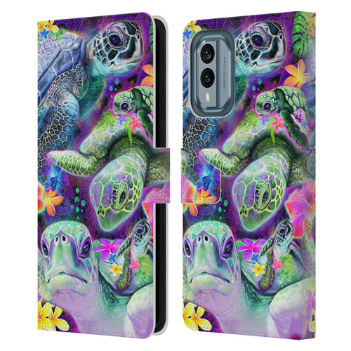Sheena Pike Animals Daydream Sea Turtles & Flowers Leather Book Wallet Case Cover For Nokia X30