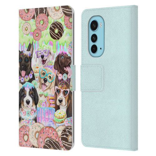 Sheena Pike Animals Puppy Dogs And Donuts Leather Book Wallet Case Cover For Motorola Edge (2022)