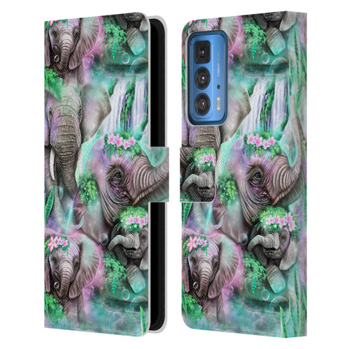 Sheena Pike Animals Daydream Elephants Lagoon Leather Book Wallet Case Cover For Motorola Edge 20 Pro