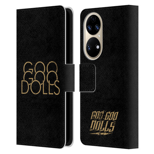Goo Goo Dolls Graphics Stacked Gold Leather Book Wallet Case Cover For Huawei P50