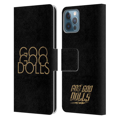 Goo Goo Dolls Graphics Stacked Gold Leather Book Wallet Case Cover For Apple iPhone 12 / iPhone 12 Pro