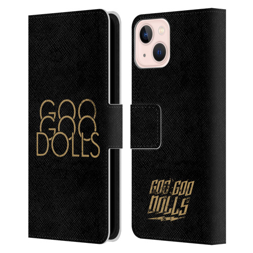 Goo Goo Dolls Graphics Stacked Gold Leather Book Wallet Case Cover For Apple iPhone 13