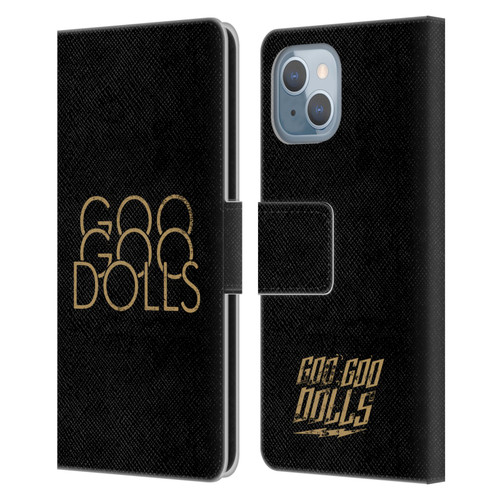 Goo Goo Dolls Graphics Stacked Gold Leather Book Wallet Case Cover For Apple iPhone 14