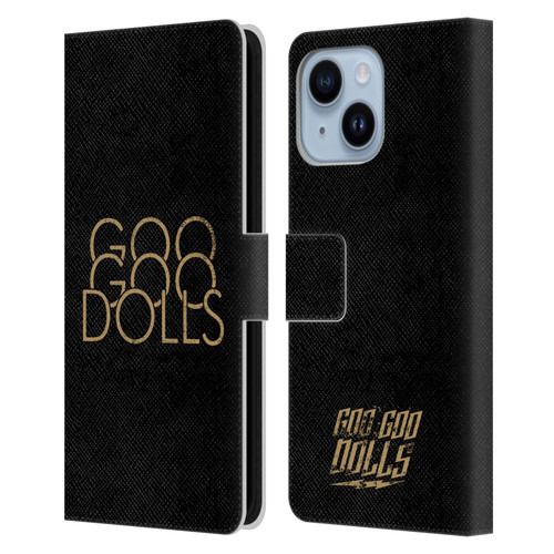 Goo Goo Dolls Graphics Stacked Gold Leather Book Wallet Case Cover For Apple iPhone 14 Plus