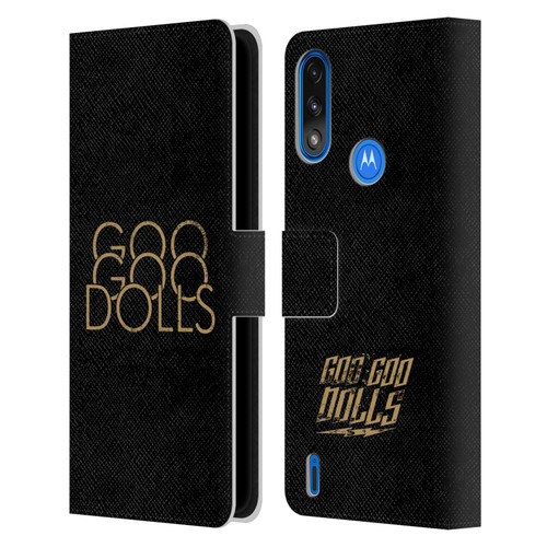 Goo Goo Dolls Graphics Stacked Gold Leather Book Wallet Case Cover For Motorola Moto E7 Power / Moto E7i Power