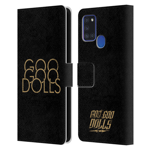 Goo Goo Dolls Graphics Stacked Gold Leather Book Wallet Case Cover For Samsung Galaxy A21s (2020)