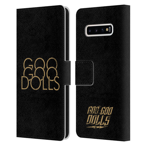 Goo Goo Dolls Graphics Stacked Gold Leather Book Wallet Case Cover For Samsung Galaxy S10+ / S10 Plus