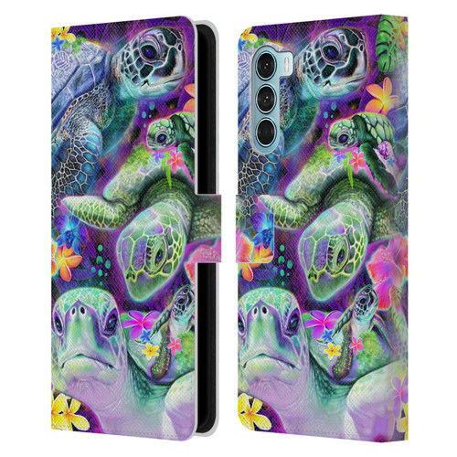 Sheena Pike Animals Daydream Sea Turtles & Flowers Leather Book Wallet Case Cover For Motorola Edge S30 / Moto G200 5G