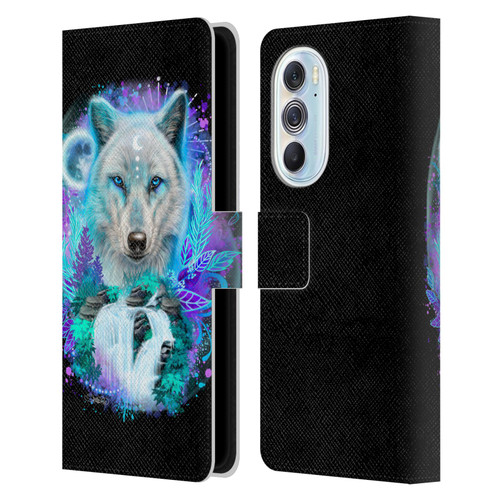 Sheena Pike Animals Winter Wolf Spirit & Waterfall Leather Book Wallet Case Cover For Motorola Edge X30