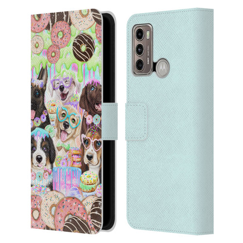 Sheena Pike Animals Puppy Dogs And Donuts Leather Book Wallet Case Cover For Motorola Moto G60 / Moto G40 Fusion