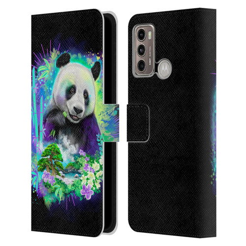 Sheena Pike Animals Rainbow Bamboo Panda Spirit Leather Book Wallet Case Cover For Motorola Moto G60 / Moto G40 Fusion