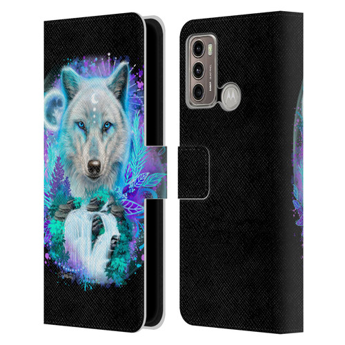 Sheena Pike Animals Winter Wolf Spirit & Waterfall Leather Book Wallet Case Cover For Motorola Moto G60 / Moto G40 Fusion