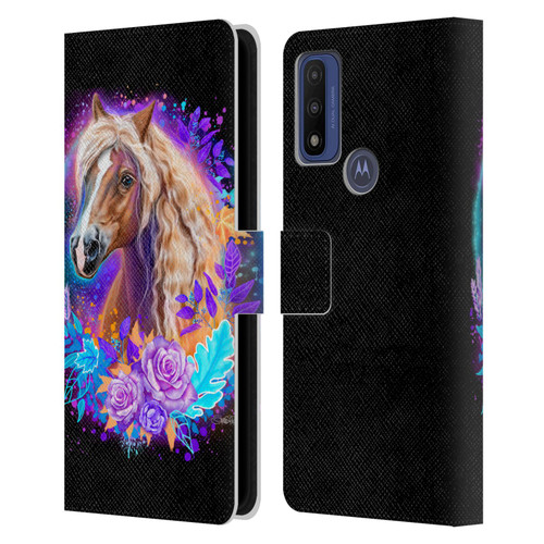 Sheena Pike Animals Purple Horse Spirit With Roses Leather Book Wallet Case Cover For Motorola G Pure